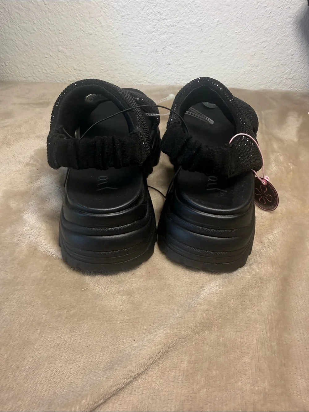 Women’s Black Sparkle Platform Sandals